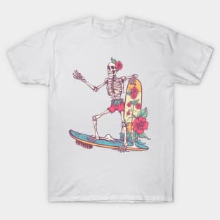 Funny Skeleton On Surfboard T-Shirt